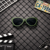 Textured Cat-Eye Sunglasses — Vegan Leather Finish