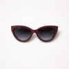 Textured Cat-Eye Sunglasses — Vegan Leather Finish
