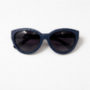 Textured Cat-Eye Sunglasses — Vegan Leather Finish