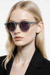 Round Sunglasses — Denim Fabric Embedded Acetate