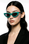 Slim Cat-Eye Sunglasses — Forest Green