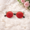 Clubmaster (Clear Transparent Acetate &amp; Silver Metal, Red Lens)