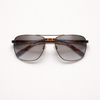 Oversized Square Aviator (Black Metal, Double Bridge, Brown Gradient Lens)