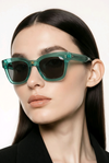Square (Transparent Teal, Gold Logo Detail, Dark Smoke Lens)
