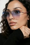 Rimless Oversized Square (Rose Gold Metal, Blue-to-Pink Gradient Lens)