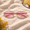 Slim Cat-Eye Aviator (Gold Metal, Pink Tinted Lens)