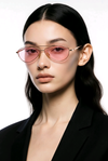 Slim Cat-Eye Aviator (Gold Metal, Pink Tinted Lens)