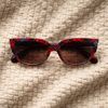 Oversized Square (Red Tartan Plaid, Silver Logo Detail, Brown Gradient Lens)