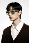 Bold Square (Matte Taupe Metal, Olive Green Lens)