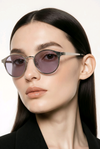 Round (Gunmetal &amp; Silver Two-Tone Metal, Lavender Lens)