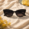 Cat-Eye (Gloss Black, Gold Hinge Detail, Dark Smoke Gradient Lens)