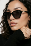 Cat-Eye (Gloss Black, Gold Hinge Detail, Dark Smoke Gradient Lens)