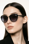 Soft Cat-Eye (Black Acetate, Gold Brow Bar, Smoke Gradient Lens)