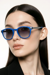 Round (Matte Cobalt Blue, Gunmetal Temple, Smoke Gradient Lens)