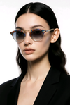 Round Browline Sunglasses — Mosaic Tortoise with Gold Rim Detail