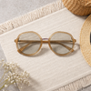 Oversized Geometric Optical Frames — Champagne Crystal with Hexagonal Detail