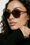 Oversized Square Sunglasses — Classic Tortoise with Amber Gradient Lens