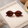 Round Vintage Sunglasses — Chestnut Tortoise with Amber Edge