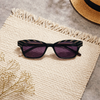 Retro Cat-Eye Sunglasses — Black &amp; White Stripe with Violet Lens  Description: