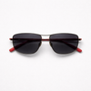 Rectangular Metal Sunglasses — Gunmetal with Red Racing Stripe