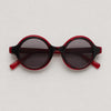 Round Sunglasses — Black with Red Trim and Contrast Temple
