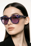 Square Sunglasses — Mosaic Tortoise with Violet Gradient Lens