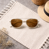 Aviator Sunglasses — White Rim with Silver Metal Detail