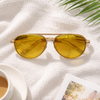 Aviator Sunglasses — Gold Metal with Amber Gradient Lens