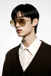 Aviator Sunglasses — Gold Metal with Amber Gradient Lens