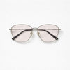 Oversized Square Sunglasses — Gunmetal Wire with Soft Grey Gradient Lens