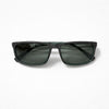 Square Sunglasses — Black Textured with Neon Green Edge Detail