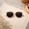 Round Sunglasses — Gold Wire with Leopard Brow Detail