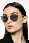 Round Sunglasses — Gold Wire with Leopard Brow Detail