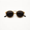 Round Metal Sunglasses — Brushed Gold with Black Temple Tips