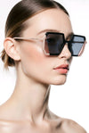 Geometric Hexagon Sunglasses — Black and Blush Two-Tone