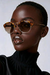 Round Sunglasses — Amber Tortoise with Crystal Base