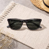 Square Sunglasses — Burgundy Tortoise with Green Lens POLARIZED