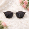 Round Metal Sunglasses — Gunmetal with Textured Brow Detail