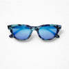 Round Sunglasses — Ocean Blue Tortoise with Mirrored Lens
