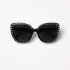 Crystal-Embellished Square Sunglasses — Black with Rhinestone Trim