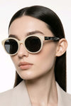 Round Sunglasses — Ivory with Camo Temple Detail