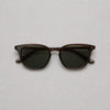Classic Square Sunglasses — Amber Brown with Silver Emblem Detail POLARIZED