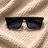 Flat-Top Square Sunglasses — Matte Black with Textured Brow Detail