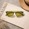 Round Sunglasses — Translucent Green with Keyhole Bridge