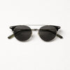 Round Aviator Sunglasses — Black and Gold with Brow Bar