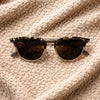 Round Browline Sunglasses — Grey Tortoise with Crystal Base