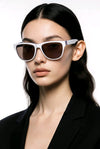 Square Sunglasses — Crisp White with Racing Stripe Detail