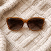 Oversized Square Sunglasses — Sandstone with Crystal Hinge Detail