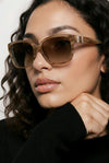 Oversized Square Sunglasses — Sandstone with Crystal Hinge Detail