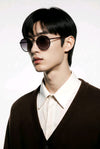 Round Metal Sunglasses — Black with Tortoise Temple Detail